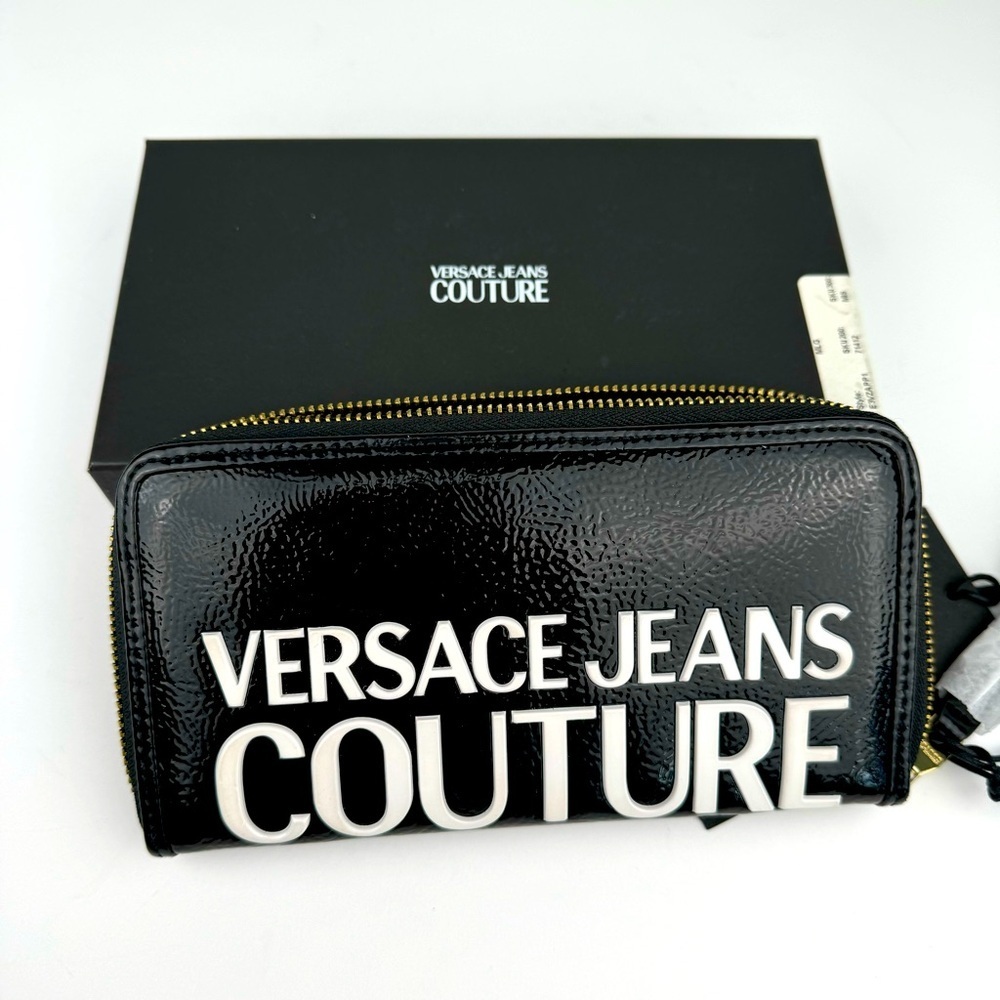 VERSACE JEANS COUTURE Logo Patent wristlet